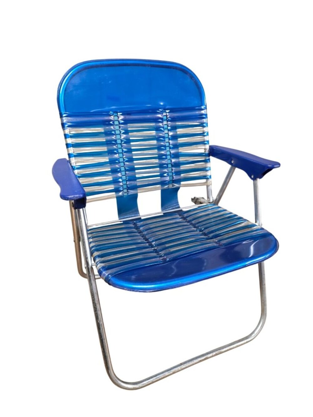 Vintage Kids Child's Aluminum Jelly Tube Folding Lawn Chair Blue